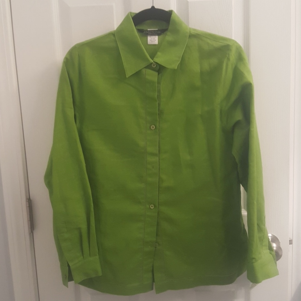 David N Petites PM Neon Green Shirt